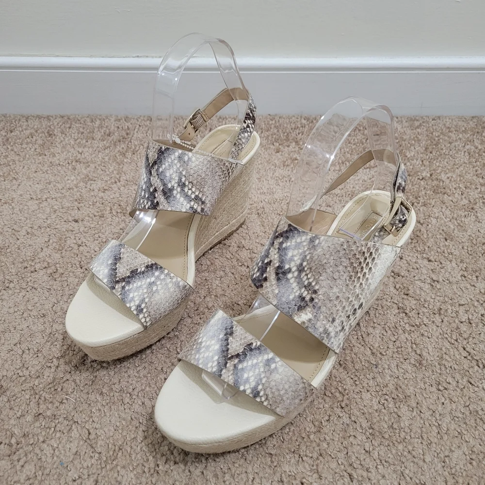 Antonio Melani Snakeskin Espadrille Wedge Slingback Sandal 8M